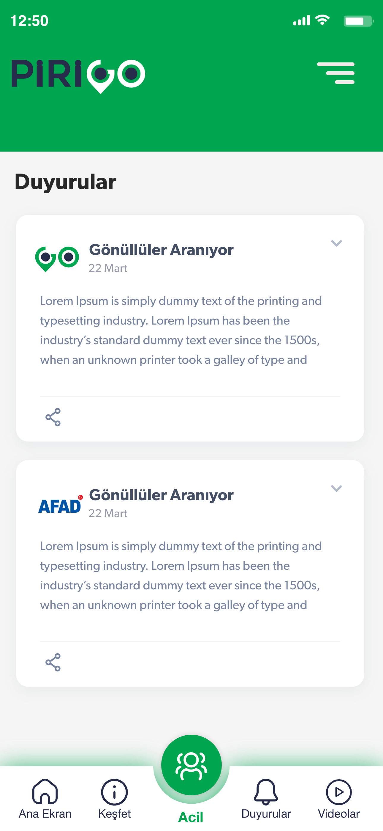PiriGo Deprem Yardım Uygulaması